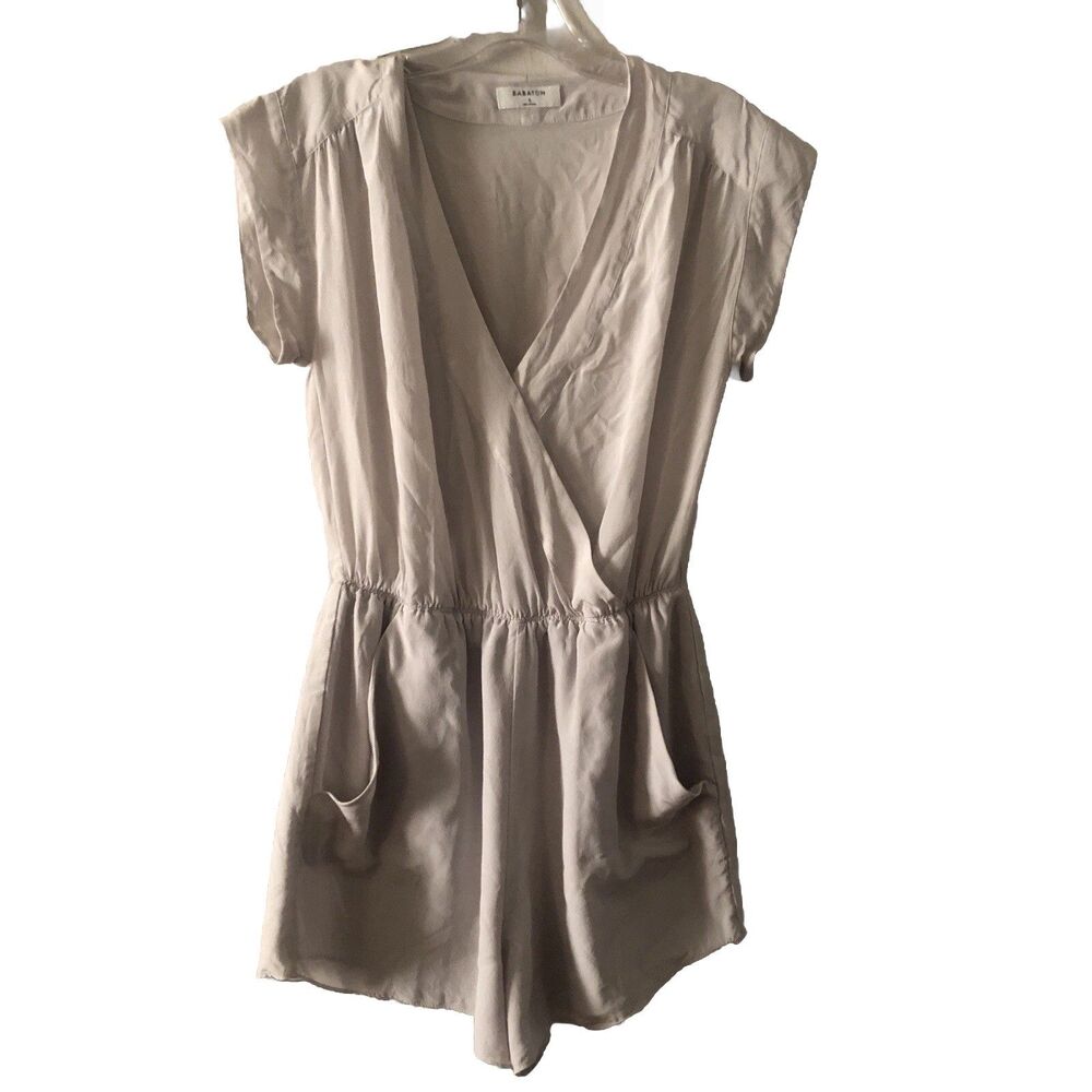 Babaton Aritzia Women’s S 100% Silk Light Taupe Romper Corbett